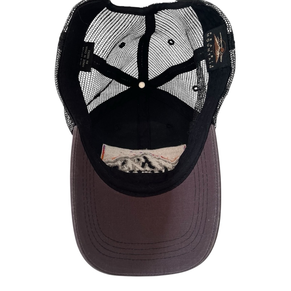 Yellowstone National Park baseball cap mountain graphic mesh snapback gray black - Picture 9 of 12